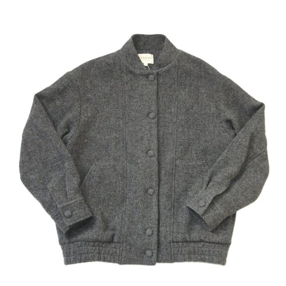 NWT Sezane Ryler in Grey Virgin Wool Bomber Jacket 34 / 2 - Picture 5 of 10